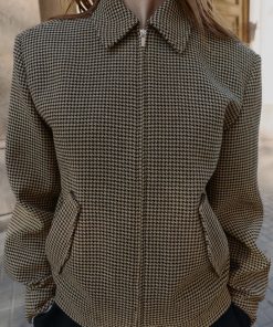 BLOUSON BOMBER PIED-DE-POULE ÉPAULETTES